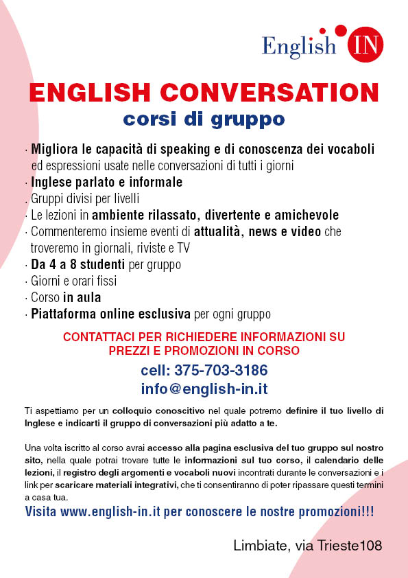 Conversazione in inglese a Limbiate in Monza Brianza, Cesano Maderno - Varedo - Bovisio Masciago - Senago