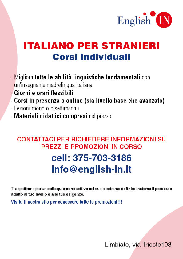 Italiano per stranieri - corsi privati a Limbiate in Monza Brianza, Cesano Maderno - Varedo - Bovisio Masciago - Senago - Paderno Dugnano